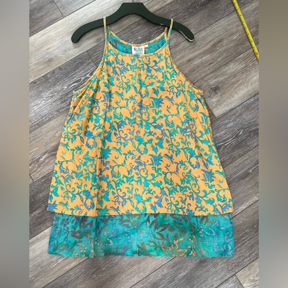 🛍️ Go fish.  muster yellow/ green sleeveless dress. Great condition. - Picture 2 of 9